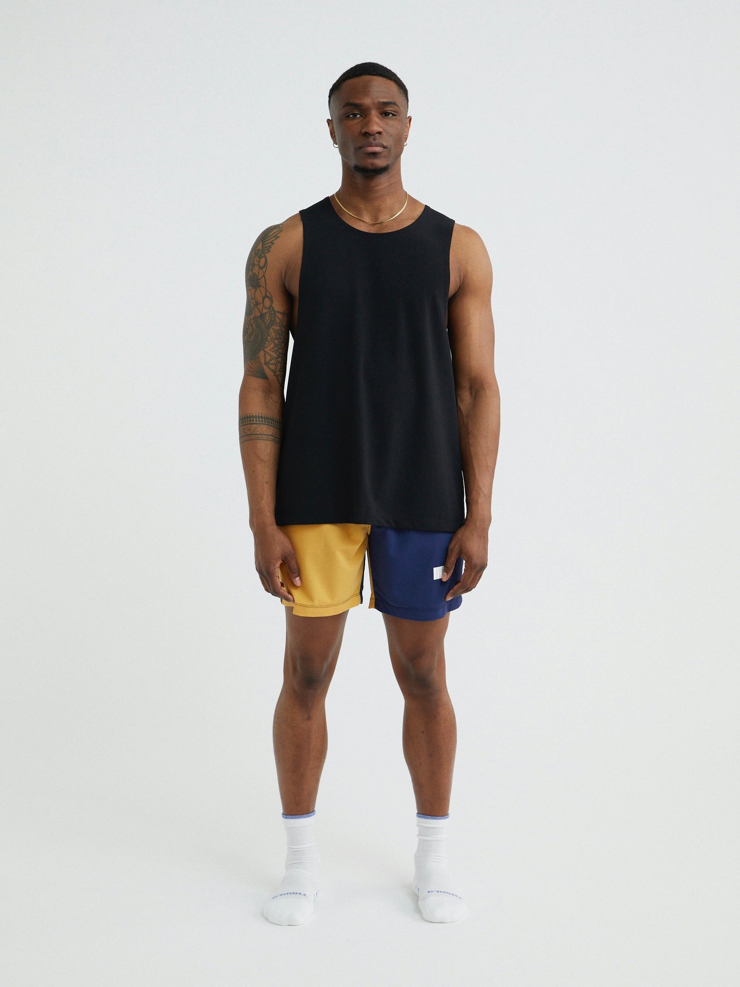 Mens Premium Athletic Sport Shorts Made in NYC - Navy / Yellow