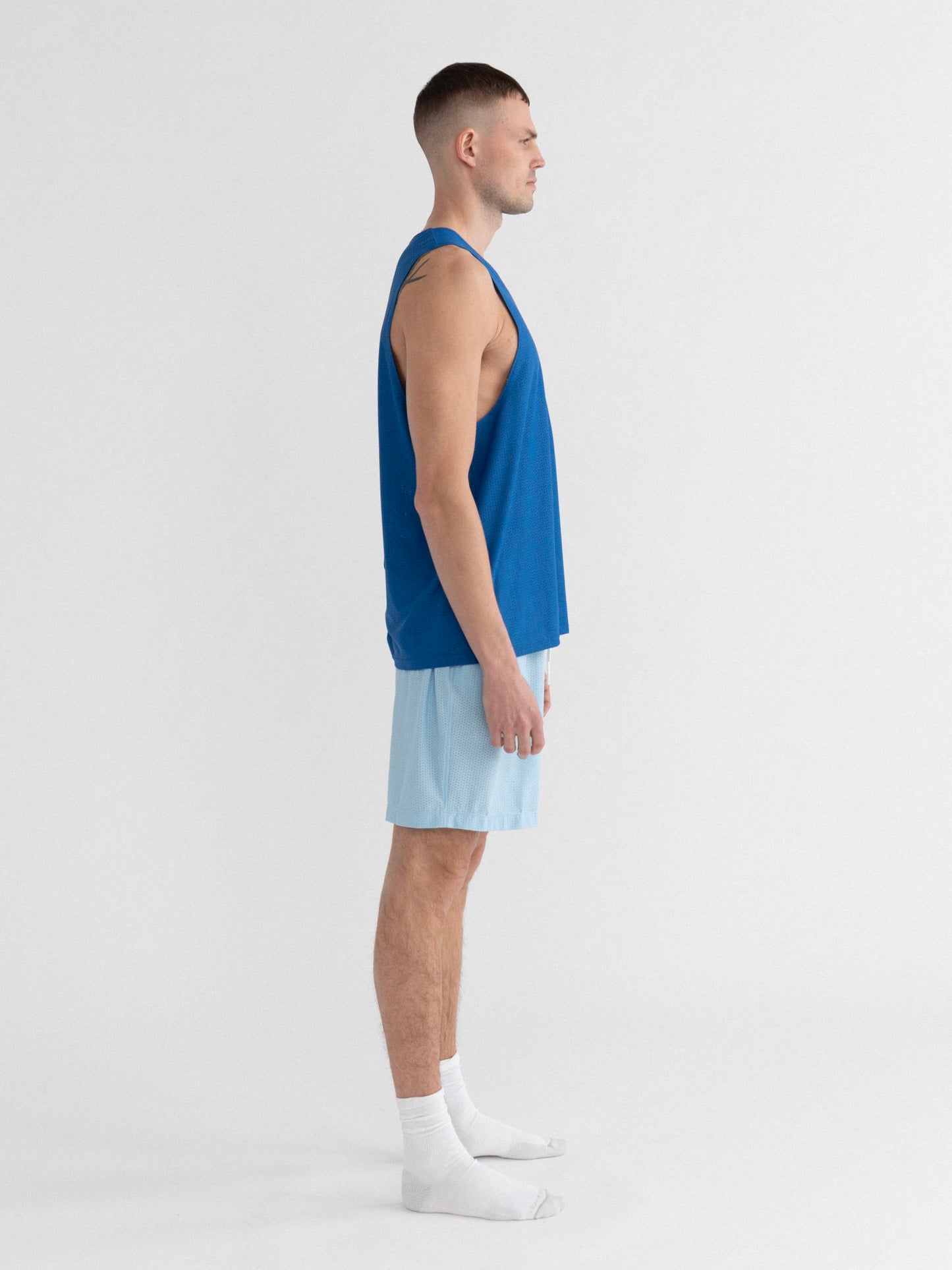 Mens Premium Italian Mesh Sport Tank Made in NYC - Blue