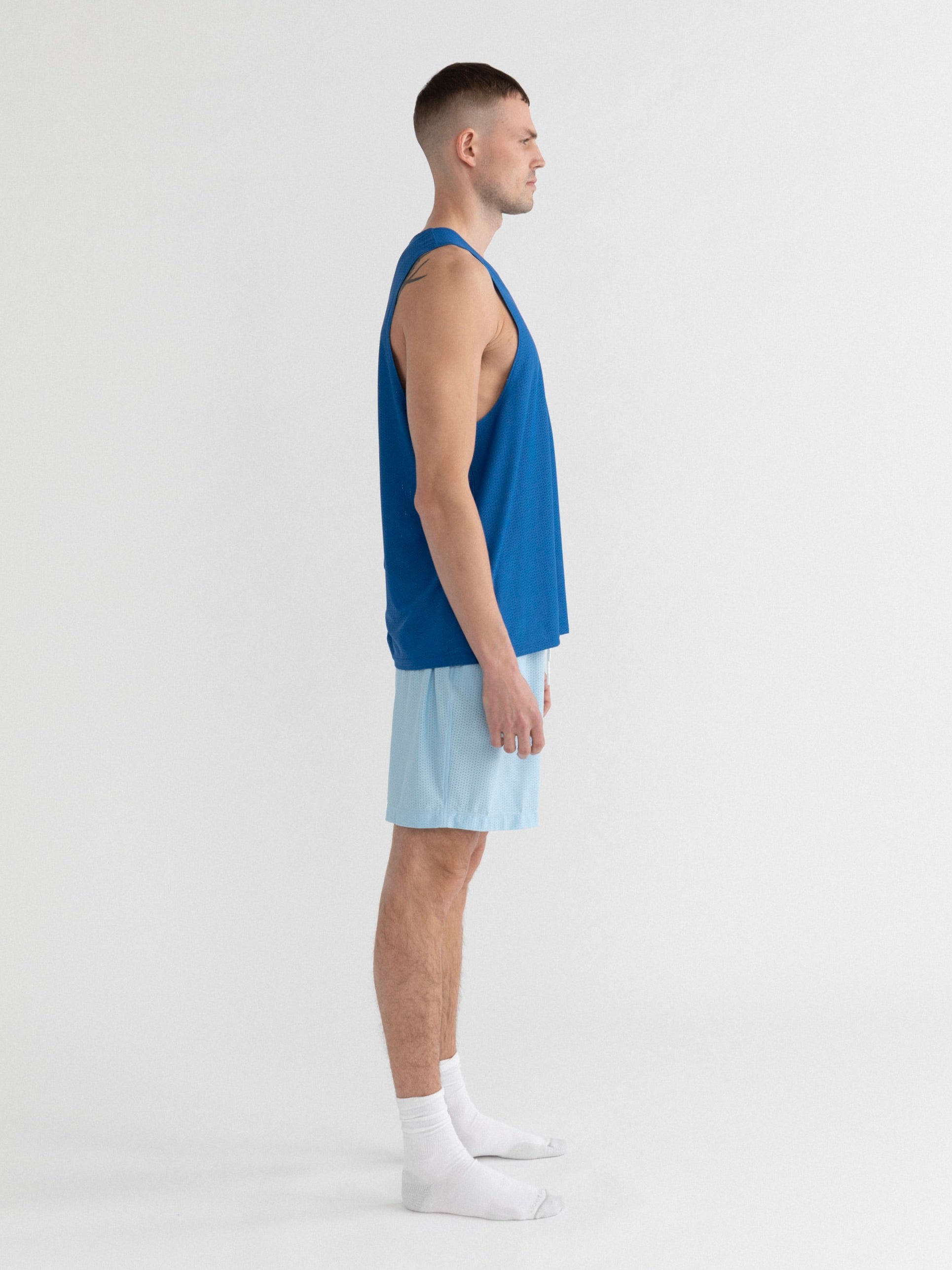 Mens Premium Italian Mesh Sport Tank Made in NYC - Blue