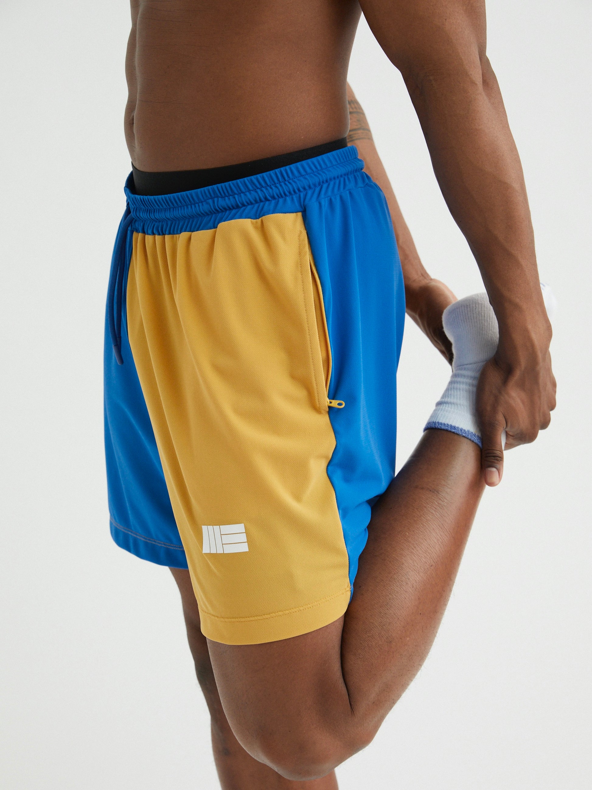 Mens Premium Athletic Sport Shorts Made in NYC - Blue / Yellow