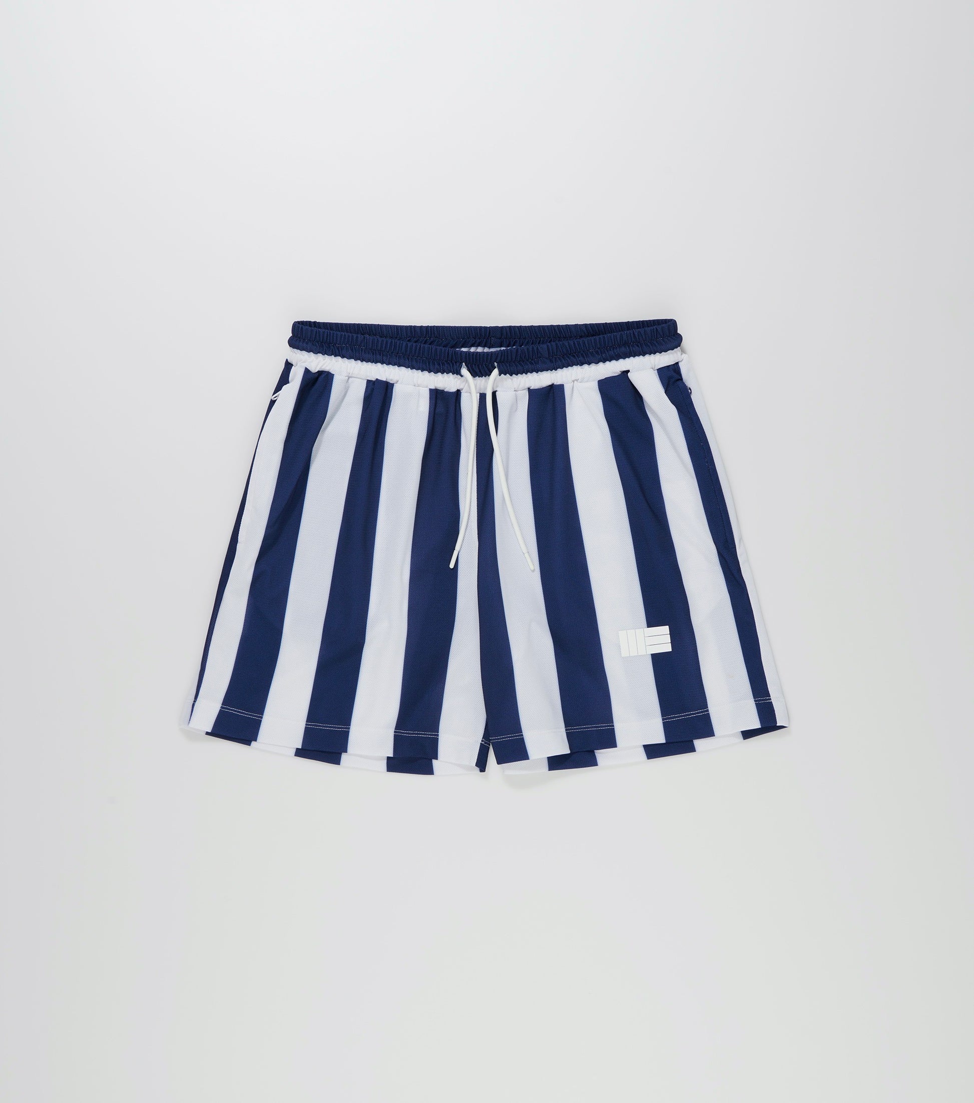 Mens Premium Athletic Shorts - Navy / White Stripes